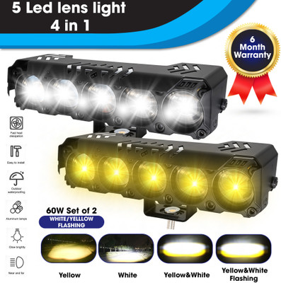 Otoroys 5 LED 5 in 1 Powerful 60W Fog Light With Fitting Accessories Fog Lamp Car, Motorbike, Truck LED (12 V, 60 W)(Universal For Car, Universal For Bike, Pack of 2)
