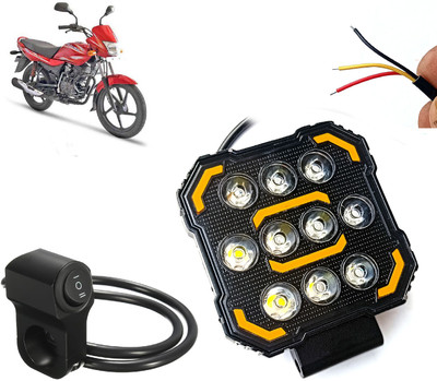 AUTO PEARL 10Led DRL Bike Off-Road Vehicle Light Auxiliary White & Yellow with Switch A38 Fog Lamp Motorbike LED for Bajaj (12 V, 24 W)(Platina 100, Pack of 1)