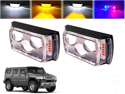 AUTO PEARL 3 EYE Lens Foglight, White, Yellow & Blue-Red Amber Auxiliary Projector Led T168 Fog Lamp Car LED (12 V, 10 W)(Hummer H2, Pack of 2)