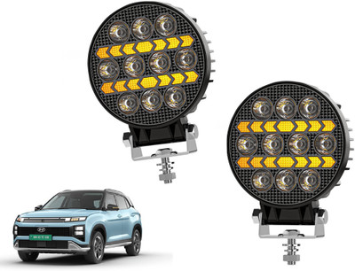 AUTO PEARL Round 4 Inch Luminous 10 Led Auxiliary Amber DRL Spot Light for Car A105 Back Up Lamp Car LED for Hyundai (12 V, 30 W)(Creta, Pack of 2)