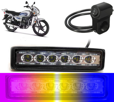 AUTO PEARL 6-inch 14LED Yellow/White/Red/Blue & Blinking Led Fog Light with Switch B71 Fog Lamp Motorbike LED for Hero (12 V, 24 W)(Splendor Plus, Pack of 1)