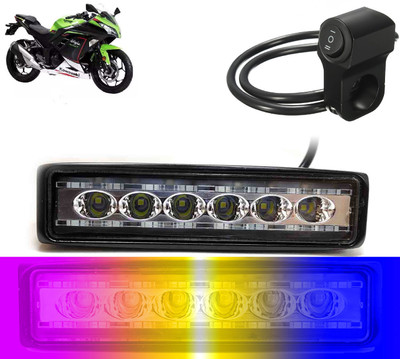 AUTO PEARL 6-inch 14LED Yellow/White/Red/Blue & Blinking Led Fog Light with Switch C68 Fog Lamp Motorbike LED for Kawasaki (12 V, 24 W)(Ninja 300, Pack of 1)
