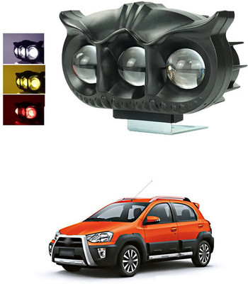 LOVMOTO Universal 30w Led Owl Fog Light Yellow/White nd Red Devil Eye with Flashing s24 Interior Light Car, Motorbike LED for Toyota (12 V, 30 W)(Etios Cross, Pack of 1)