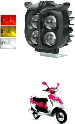 LOVMOTO Universal 4 LED Owl shape Spotlights Fog Lights Hi/Low,Red Angle & Flashing s338 Interior Light Car, Motorbike LED for TVS (12 V, 30 W)(Scooty Pep+, Pack of 1)