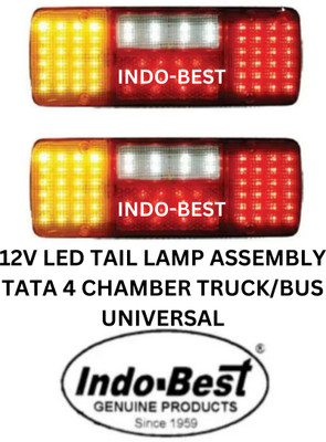INDO-BEST 12V TATA 4 CHAMBER LED WITH EXTRA LIGHT AND LOW BATTERY CONSUMPTION Tail Light Truck LED for Tata (12 V, 21 W)(Universal For Car)