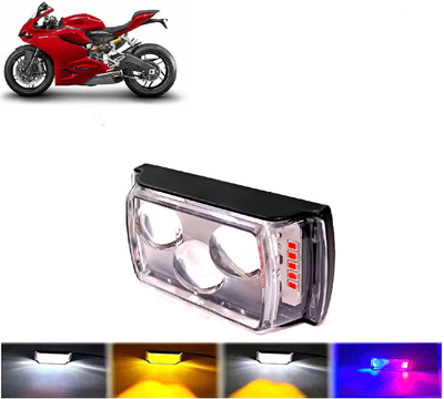 AUTO PEARL 3 EYE Lens Foglight, White, Yellow & Blue-Red Amber Auxiliary Projector Led A060 Fog Lamp Motorbike LED for Ducati (12 V, 10 W)(899 Panigale, Pack of 1)