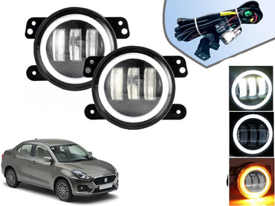 AUTO PEARL White Fog Light 4 inch with Yellow DRL Ring Turn Indicator light with wiring A14 Fog Lamp Car LED for Maruti Suzuki (12 V, 30 W)(Swift Dzire)
