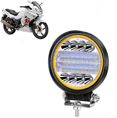AUTO PEARL 24LED Round 3-Mode Yellow and White light High Beam Led for Karizma ZMR Fog Lamp Motorbike LED for Hero (12 V, 72 W)(Karizma ZMR, Pack of 1)