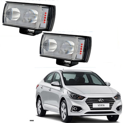 RAWAT Double Led White-Yellow Fog Light with Red & Blue Strobe With On-Off Switch -121 Fog Lamp Car LED for Hyundai (12 V, 36 W)(Verna, Pack of 3)
