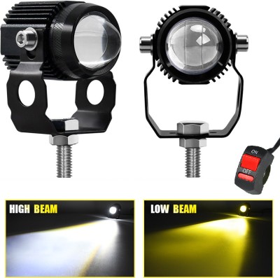 SRPHERE Motorcycle LED Headlamp Projector Lens Dual Color Spot Fog Light Fog Lamp Car, Motorbike, Van, Truck LED (12 V, 60 W)(Universal For Bike, Universal For Car, Pack of 2)