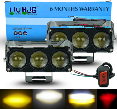LIU HJG Yellow/White 3 LED 80 Watt Fog Light With Devil Eye Fog Lamp Car, Motorbike, Truck, Van LED (12 V, 80 W)(Universal For Bike, Universal For Car, Pack of 2)