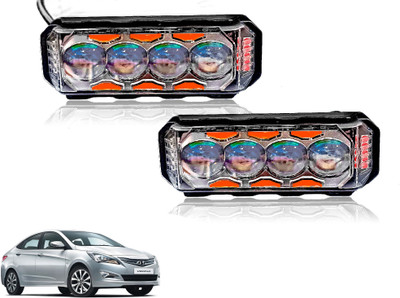 AUTO PEARL 4Lens Yellow/White & Multi Flicker Red/Blue Led for Verna 4S Fog Lamp Car LED for Hyundai (12 V, 30 W)(Verna, Pack of 2)