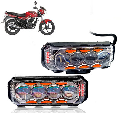 AUTO PEARL 4 Lens Yellow/White & Multi Flicker Red/Blue High Beam Led for Discover 100DTS-i Fog Lamp Motorbike LED for Bajaj (12 V, 30 W)(Discover 100 DTS-i, Pack of 2)