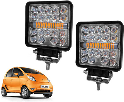 AUTO PEARL 4 inch Square 35Led Auxiliary Amber DRL Spot Light Off Road Light for Car 254 Back Up Lamp Car LED for Tata (12 V, 30 W)(Nano, Pack of 2)