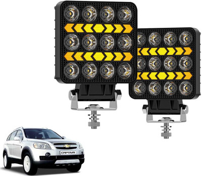 AUTO PEARL 4 inch Square 12Led Auxiliary Amber DRL Spot Light Off Road Light for Car 076 Back Up Lamp Car LED for Chevrolet (12 V, 30 W)(Captiva, Pack of 2)