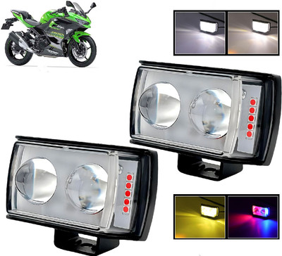 AUTO PEARL 2 EYE Lens Foglight, White, Yellow & Blue-Red Amber Auxiliary Projector Led B142 Fog Lamp Motorbike LED for Kawasaki (12 V, 8 W)(Ninja 250)