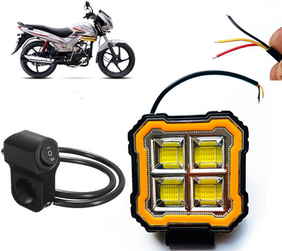 AUTO PEARL Square 4Led DRL Off-Road Vehicle Foglight Auxiliary White-Yellow with Switch D44 Fog Lamp Motorbike LED for Mahindra (12 V, 24 W)(Centuro, Pack of 1)