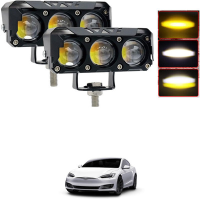 GONAMA Universal 3 Led 60w Fog Light Lamp | White & Yellow 6 Inch LED Light Bar sg64 License Plate Light Car, Motorbike LED for Honda (12 V, 40 W)(CB 1000R, Pack of 2)