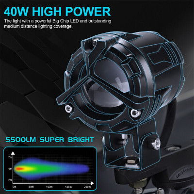 LOVMOTO Bike Led Light High Power Motorcycle Fog Lamps Mini Driving Lights 2343 Fog Lamp Car, Motorbike LED for Yamaha (12 V, 40 W)(Crux, Pack of 2)