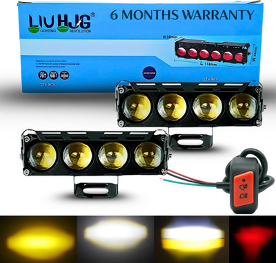 LIU HJG Yellow/White 4 LED 100 Watt Fog Light With Devil Eye Fog Lamp Car, Motorbike, Truck, Van LED (12 V, 10 W)(Universal For Bike, Universal For Car, Pack of 2)