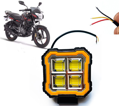 AUTO PEARL Square 4-Led DRL Car Off-Road Vehicle Light Auxiliary White-Yellow Lighting A47 Fog Lamp Motorbike LED for Bajaj (12 V, 24 W)(Pulsar 135 LS, Pack of 1)
