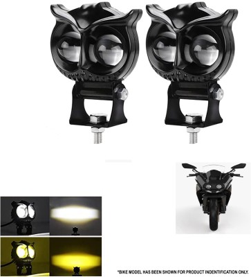 ROYAL AUTO MART Premium Quality Metal OWL-Shaped Fog Light In Yellow-White Color-898 Fog Lamp Motorbike LED for KTM (12 V, 40 W)(RC 200, Pack of 2)