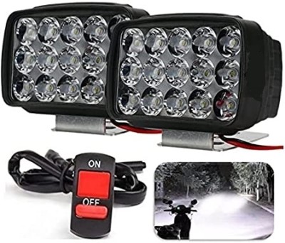 Spotlight Imported 15 LED Waterproof Heavy Duty Fog Light Spot Beam With Handlebar Switch Back Up Lamp Car, Motorbike, Truck, Van LED (12 V, 55 W)(Universal For Bike, Universal For Car, Pack of 1)
