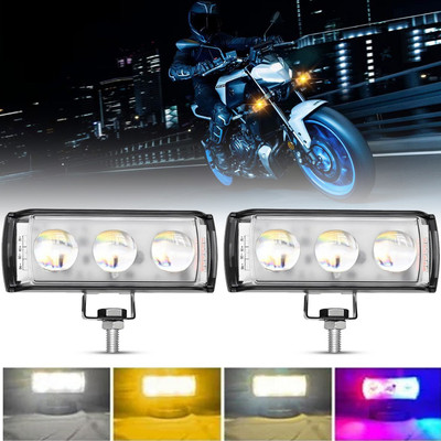 Otoroys 3 Lens Fog Light with yellow & White Fleshing Light(RED & Blue DRL) Fog Lamp Motorbike, Car, Truck, Van LED (12 V, 60 W)(Universal For Bike, Universal For Car, Pack of 2)