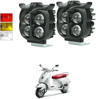 LOVMOTO Universal 4 LED Owl shape Spotlights Fog Headlight Light with Flashing Mode s117 Fog Lamp Car, Motorbike LED for Piaggio (12 V, 40 W)(Universal For Bike, Pack of 2)