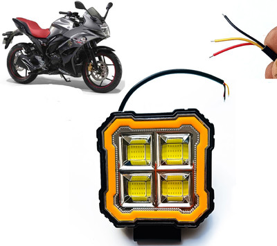 AUTO PEARL Square 4-Led DRL Car Off-Road Vehicle Light Auxiliary White-Yellow Lighting E01 Fog Lamp Motorbike LED for Suzuki (12 V, 24 W)(Gixxer, Pack of 1)