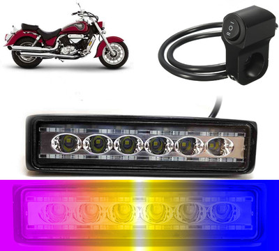 AUTO PEARL 6-inch 14LED Yellow/White/Red/Blue & Blinking Led Fog Light with Switch C48 Fog Lamp Motorbike LED for Hyosung (12 V, 24 W)(ST7, Pack of 1)
