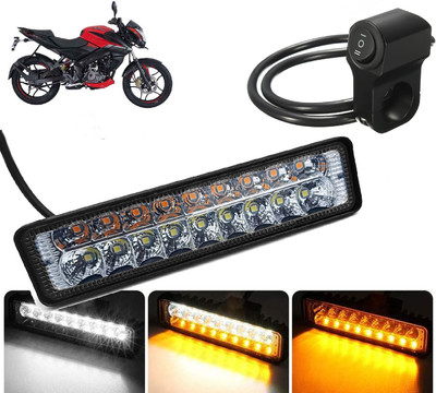 AUTO PEARL 6-inch Super Bright 18-Led Yellow, White & Flashing Fog Light with Switch A52 Fog Lamp Motorbike LED for Bajaj (12 V, 40 W)(Pulsar 160 NS DTS-i, Pack of 1)