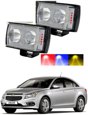 DriveXpert Mini Double Lens Fog Light with yellow & White Fleshing Light(RED & Blue DRL)108 Fog Lamp Motorbike LED for Chevrolet (12 V, 45 W)(Cruze, Pack of 2)