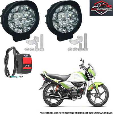 Autoinnovation Waterproof 12 LED Heavy Duty Fog Light Spot Beam with Handlebar Switch-412 Fog Lamp Motorbike LED for Hero (12 V, 27 W)(Splendor iSmart, Pack of 3)