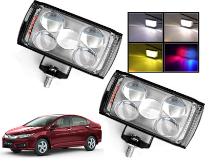 AUTO PEARL 5-EYE Lens Foglight, White, Yellow & Blue-Red Amber Auxiliary Projector Led Y369 Fog Lamp Car LED for Honda (12 V, 15 W)(City, Pack of 2)