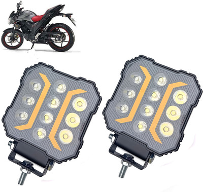 AUTO PEARL 10-LED Round White, Yellow Foglight Flashing Light, Work Spot Lights B193 Fog Lamp Motorbike LED for Suzuki (12 V, 30 W)(Gixxer)