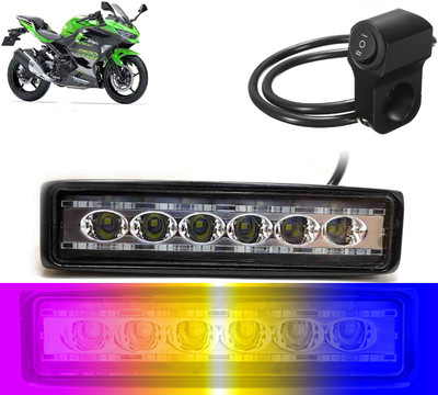 AUTO PEARL 6-inch 14LED Yellow/White/Red/Blue & Blinking Led Fog Light with Switch C66 Fog Lamp Motorbike LED for Kawasaki (12 V, 24 W)(Ninja 250)