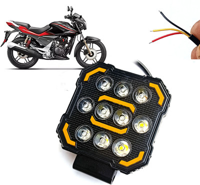 AUTO PEARL Square 10-Led DRL Car Off-Road Vehicle Light Auxiliary White-Yellow Lighting B32 Fog Lamp Motorbike LED for Hero (12 V, 24 W)(CBZ Xtreme)