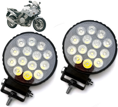 AUTO PEARL 14LED Round White Foglight Flashing Light, Work Spot White Lights B119 Fog Lamp Motorbike LED for Honda (12 V, 30 W)(CBF 1000, Pack of 2)