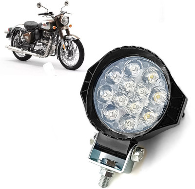 AUTO PEARL 12-LED Round Foglight Ultra Bright White Spot light for Classic 350 Fog Lamp Motorbike LED for Royal Enfield (12 V, 20 W)(Classic 350)