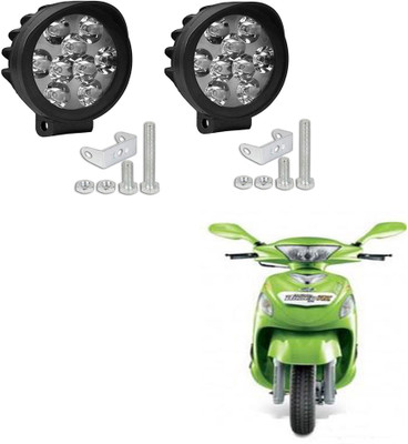 ROYAL AUTO MART Waterproof Round 9 Pearls LED Lights_L1-226 Headlight Motorbike LED for Mahindra (12 V, 15 W)(Rodeo RZ, Pack of 2)