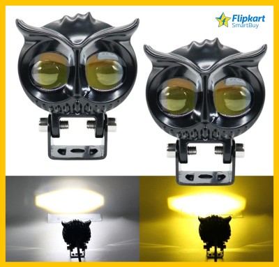 Flipkart SmartBuy Fog LED Spot Light White Yellow Driving Lamp Dual Color Owl Fog Light 25W+25W Fog Lamp Motorbike LED (12 V, 50 W)(Universal For Bike, Pack of 2)
