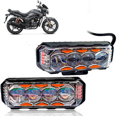 AUTO PEARL 4 Lens Yellow/White & Multi Flicker Red/Blue High Beam Led for Hunk Fog Lamp Motorbike LED for Hero (12 V, 30 W)(Hunk, Pack of 2)