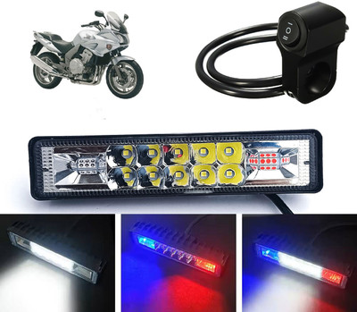 AUTO PEARL Hazard Flasher LED Foglight Flashing Mode, White, Red & Blue with Switch C3 Fog Lamp Motorbike LED for Honda (12 V, 18 W)(CBF 1000, Pack of 1)