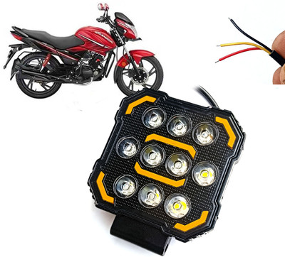 AUTO PEARL Square 10-Led DRL Car Off-Road Vehicle Light Auxiliary White-Yellow Lighting B41 Fog Lamp Motorbike LED for Hero (12 V, 24 W)(Glamour i3s, Pack of 1)