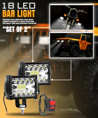 CARZEX NEW* Waterproof Premium Light With SWITCH Universal Fitment 18 LED Bar Light for BIKES & CARS The Offered White Light Led is Appreciated For its Extended Brightness or HEAT-Dissipating Design. Back Up Lamp Car, Van, Motorbike, Truck LED (12 V, 34 W)(Thar, Pulsar 200NS, Jeep, Universal For Bik
