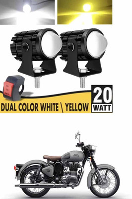 BuddyBuzz Mini LED Driving Fog Lights White/Yellow For Bullet 350 Headlight Motorbike LED for Royal Enfield (12 V, 24 W)(Bullet 350, Pack of 2)