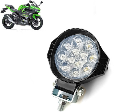 AUTO PEARL 12-LED Round Foglight Ultra Bright White Spot light for Ninja 250 Fog Lamp Motorbike LED for Kawasaki (12 V, 20 W)(Ninja 250)