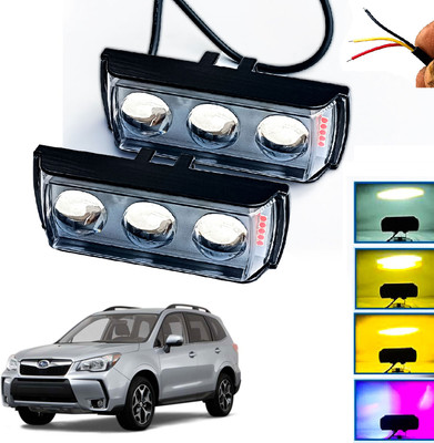 AUTO PEARL 3-Lens Ultra Mini Fog Light with Red, Blue White & Yellow Flashing Light L57 Fog Lamp Car, Van, Truck LED for Toyota (12 V, 30 W)(Forester, Pack of 2)