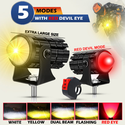 OTO2EYE Motorcycle and Car Light Led White and Yellow With Switch Fog Lamp Motorbike LED (12 V, 36 W)(Universal For Bike, Pack of 3)